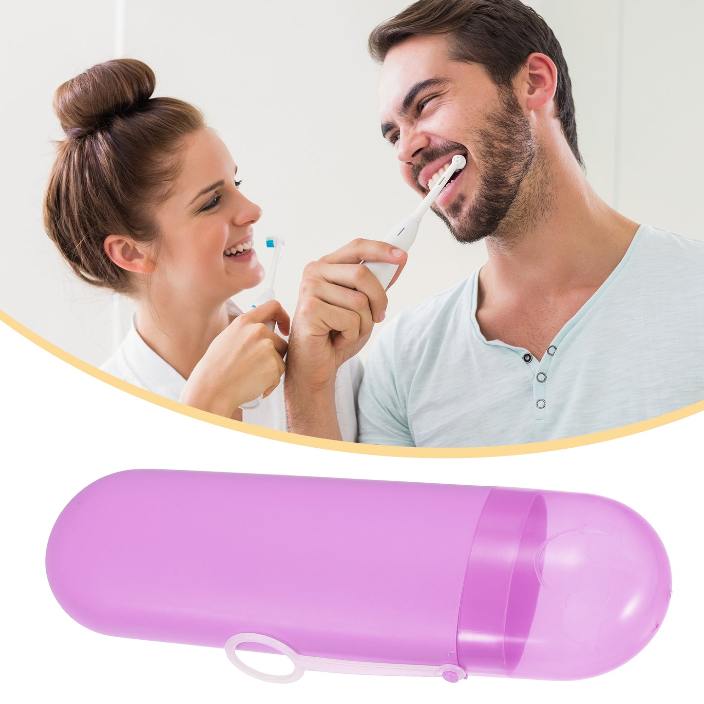 1 Pc Plastic Portable Toothbrush Case with Hook for Travel, 8.07"x2.36"x1.38" Purple
