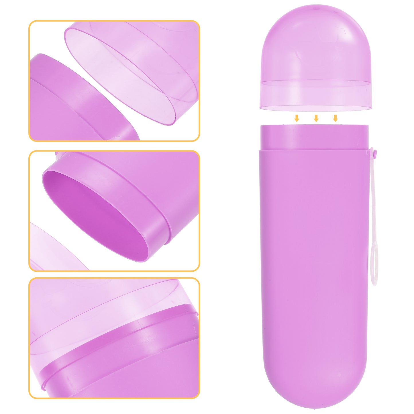 1 Pc Plastic Portable Toothbrush Case with Hook for Travel, 8.07"x2.36"x1.38" Purple