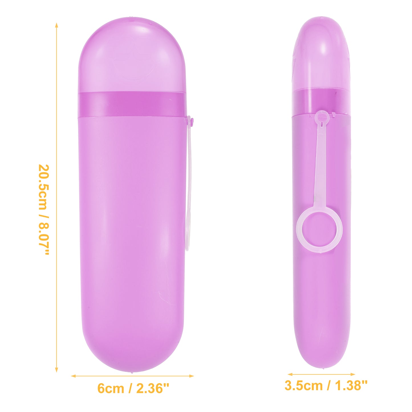 1 Pc Plastic Portable Toothbrush Case with Hook for Travel, 8.07"x2.36"x1.38" Purple