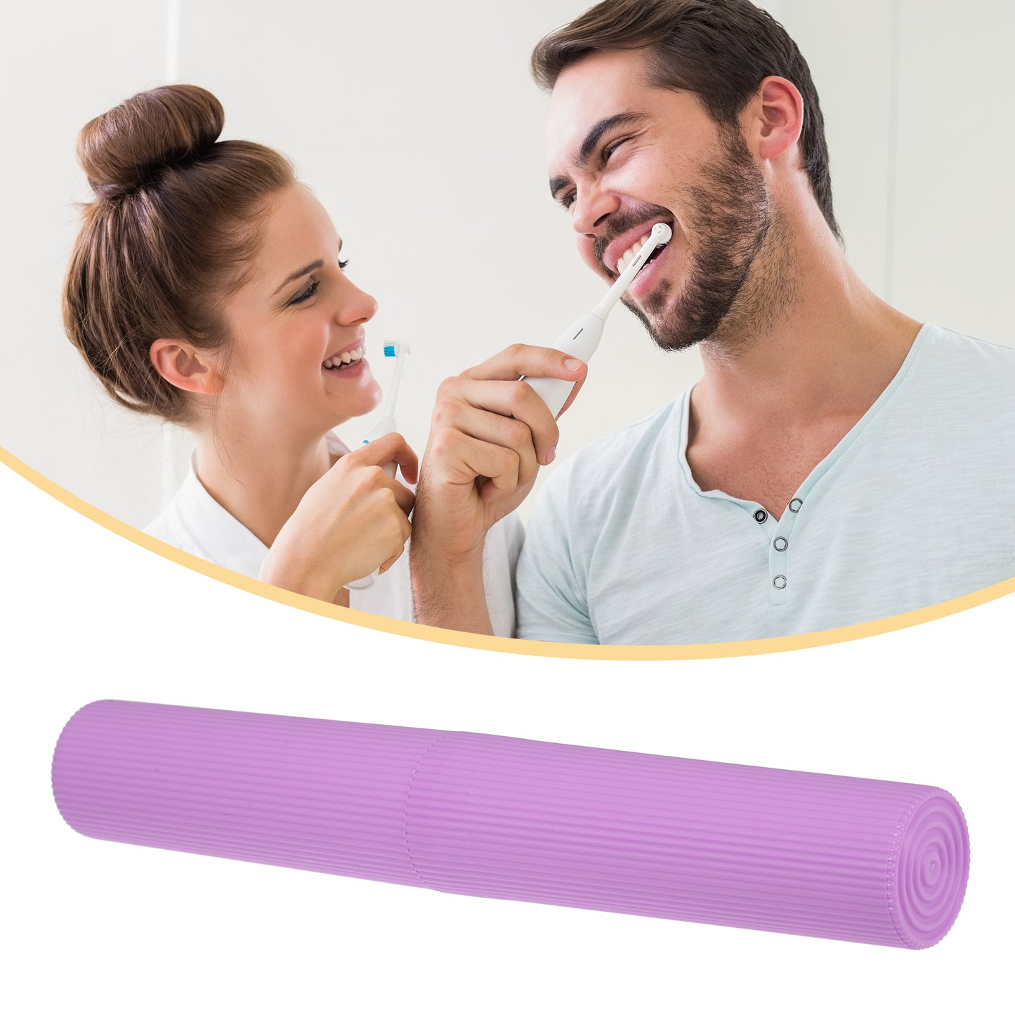 1 Pc Vertical Stripe Plastic Toothbrush Case for Travel 7.87"x1.18" Purple
