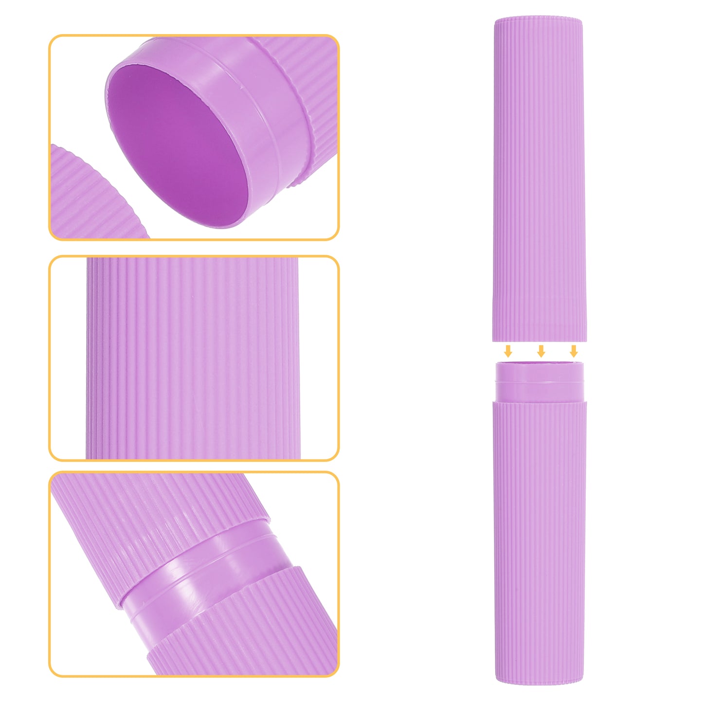 1 Pc Vertical Stripe Plastic Toothbrush Case for Travel 7.87"x1.18" Purple