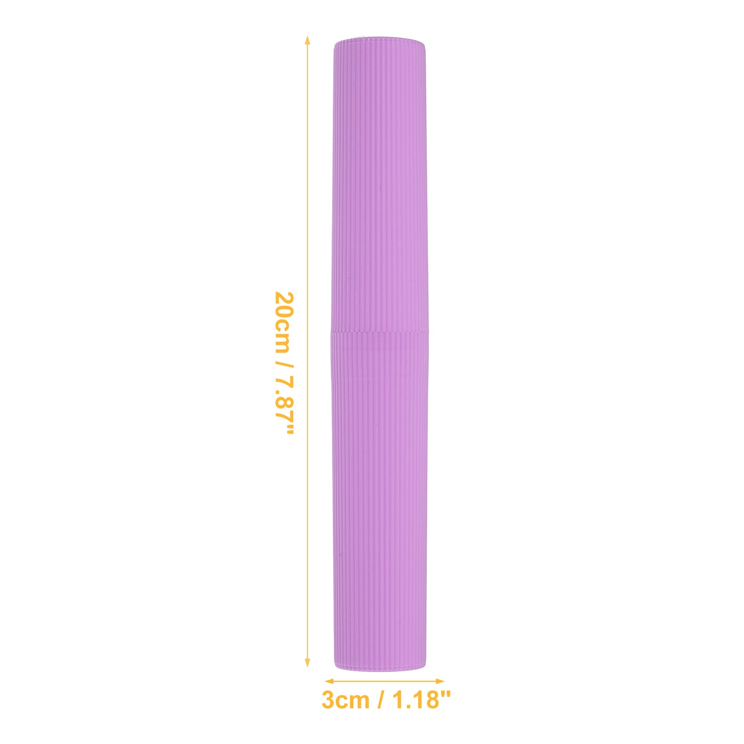 1 Pc Vertical Stripe Plastic Toothbrush Case for Travel 7.87"x1.18" Purple