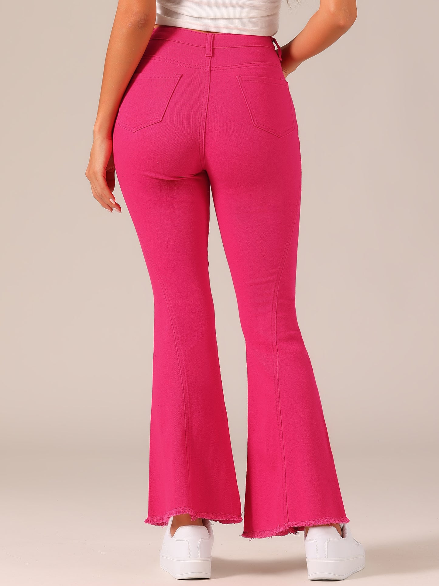 Women's 70s Vintage Flare Jeans High Waist Stretch Denim Bell Bottoms Jeans