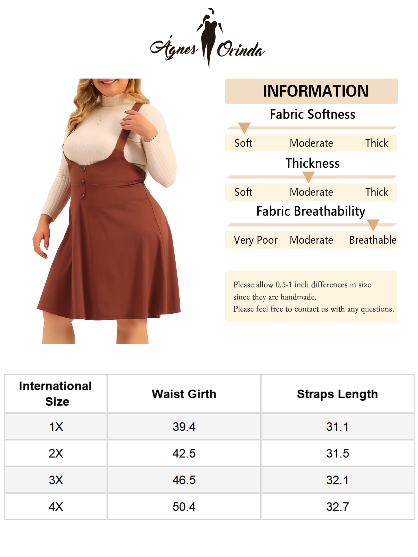 Women Plus Size Suspender Skirt Casual High Waist Detachable Strap Button Decor Overalls Dress