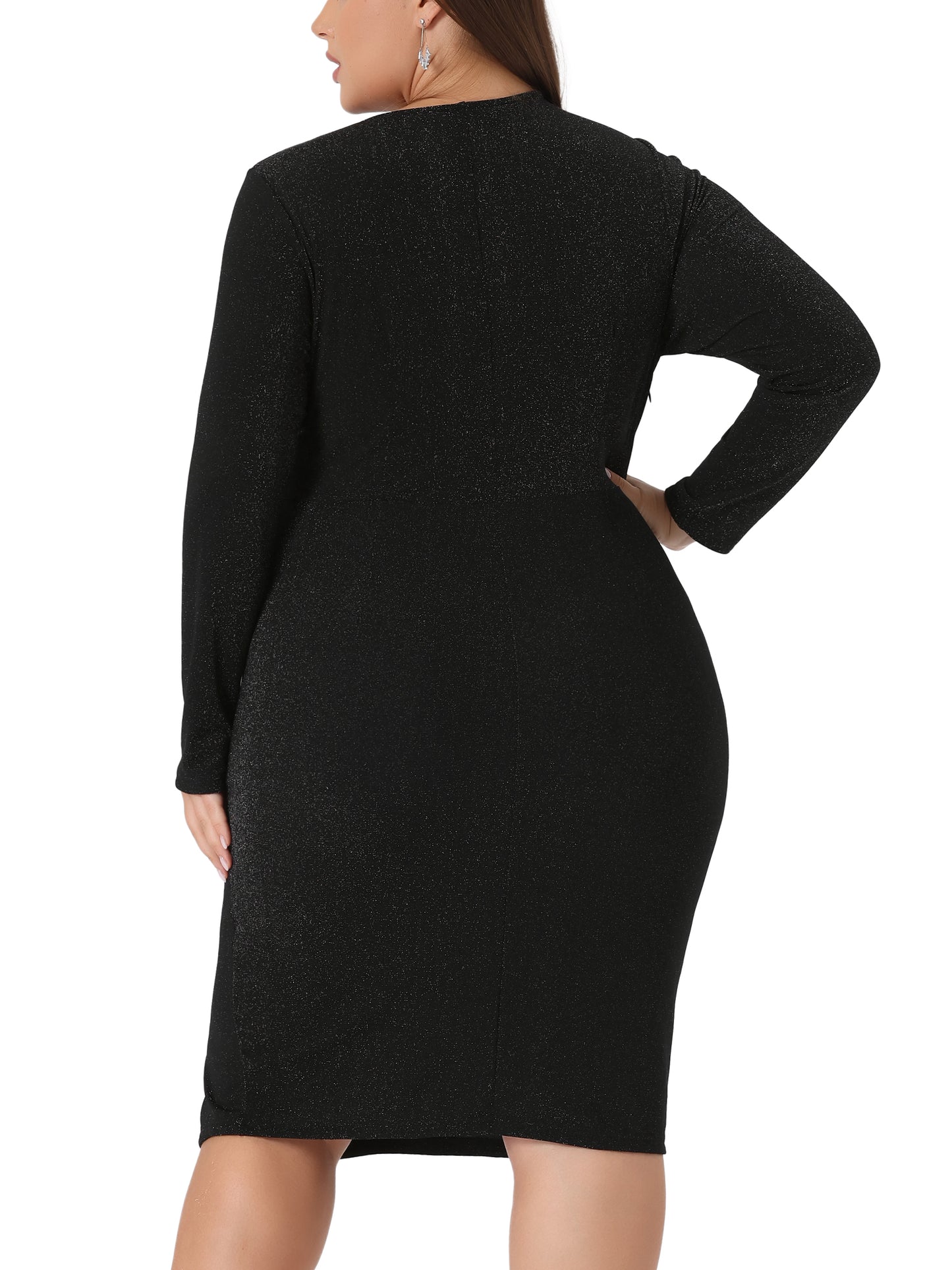 Women Plus Size Sexy Sparkly Glitter Dress Deep V Party Cocktail Club Bodycon Midi Dress