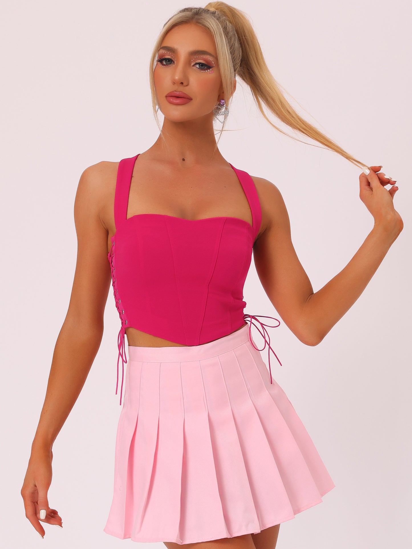 Women's Sleeveless Bustier Corset Tops Lace-up Sexy Clubwear Party Crop Top