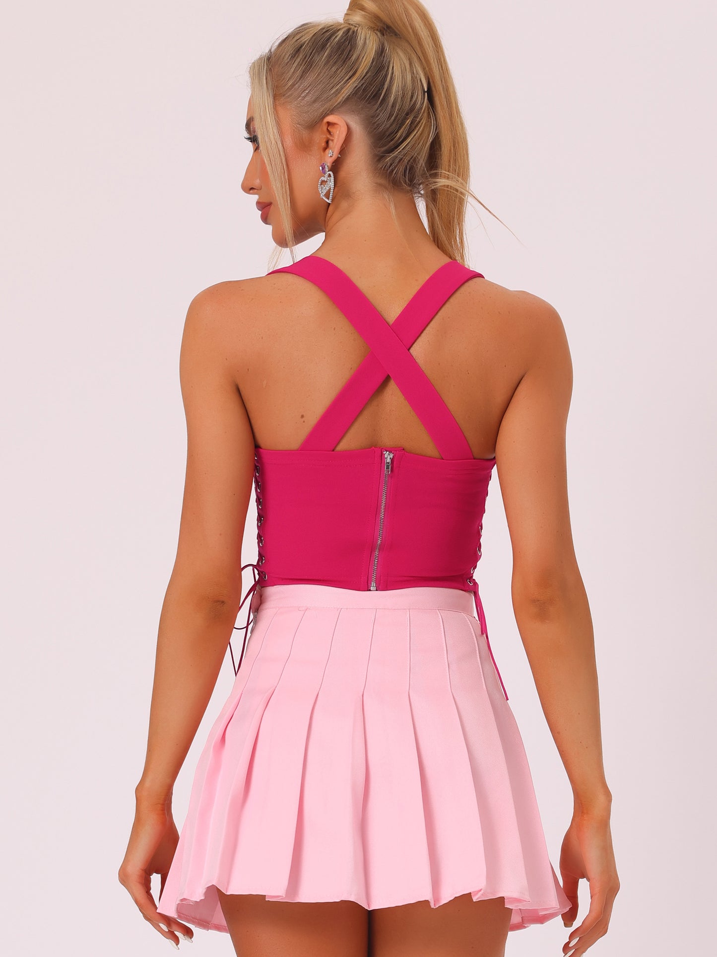 Women's Sleeveless Bustier Corset Tops Lace-up Sexy Clubwear Party Crop Top