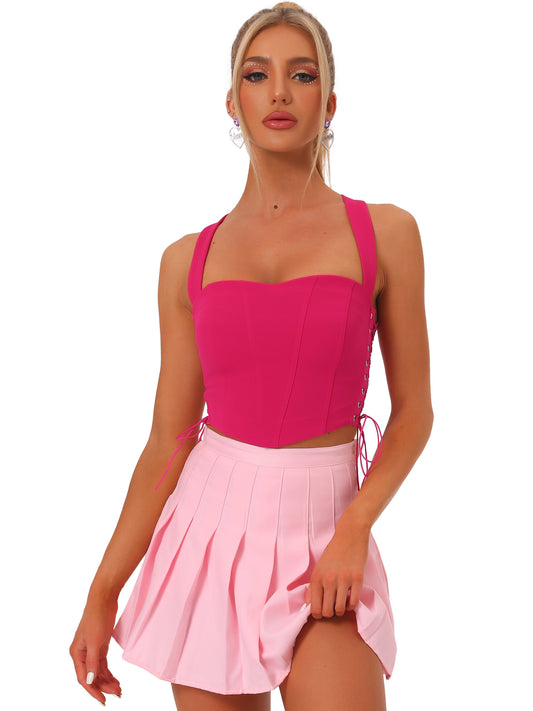 Women's Sleeveless Bustier Corset Tops Lace-up Sexy Clubwear Party Crop Top