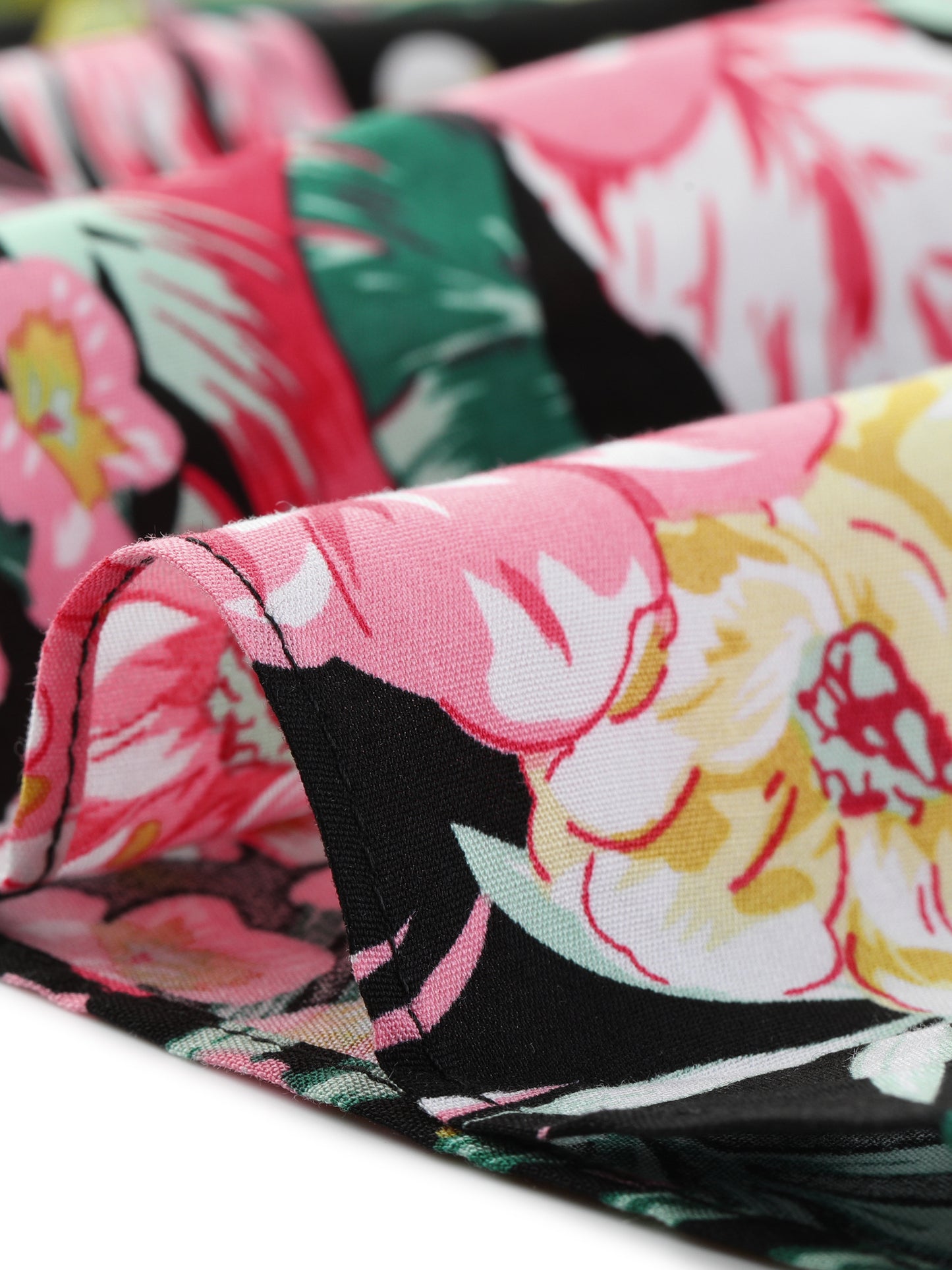 Falda cruzada playera con volantes y nudo para mujer, con estampado floral tropical