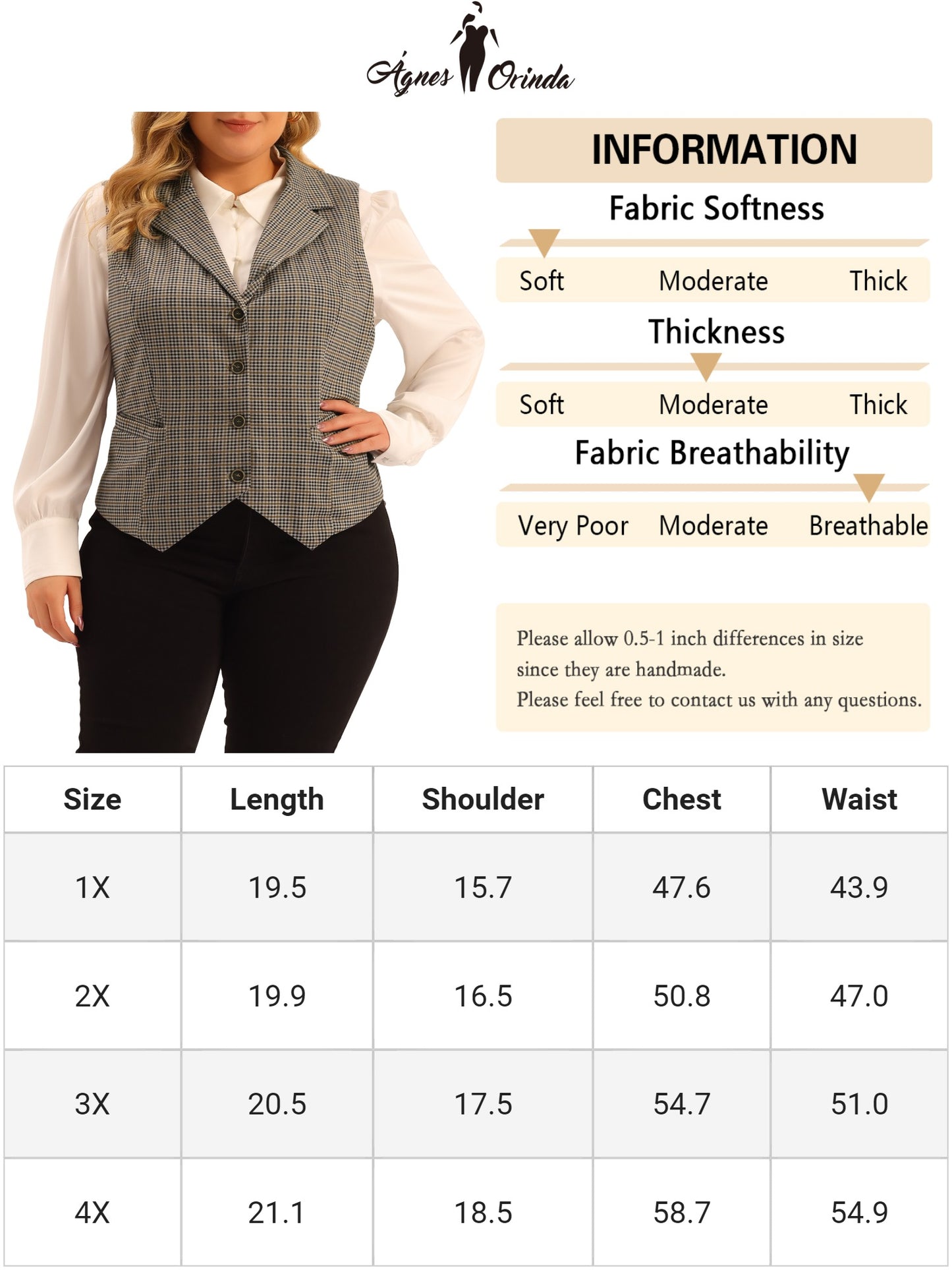 Women Plus Size Waistcoat Vest Vintage Retro Vest Button Steampunk Plaid Jacket