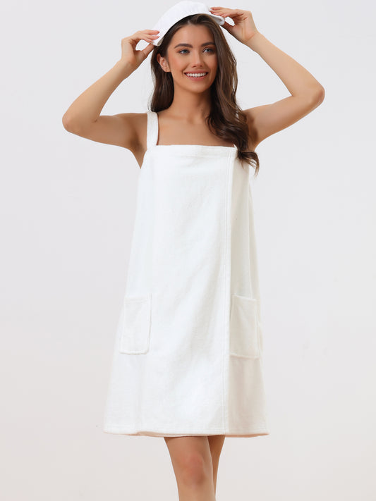 Peignoir de bain en tissu éponge pour femme avec sangle pour salle de sport, douche, bain