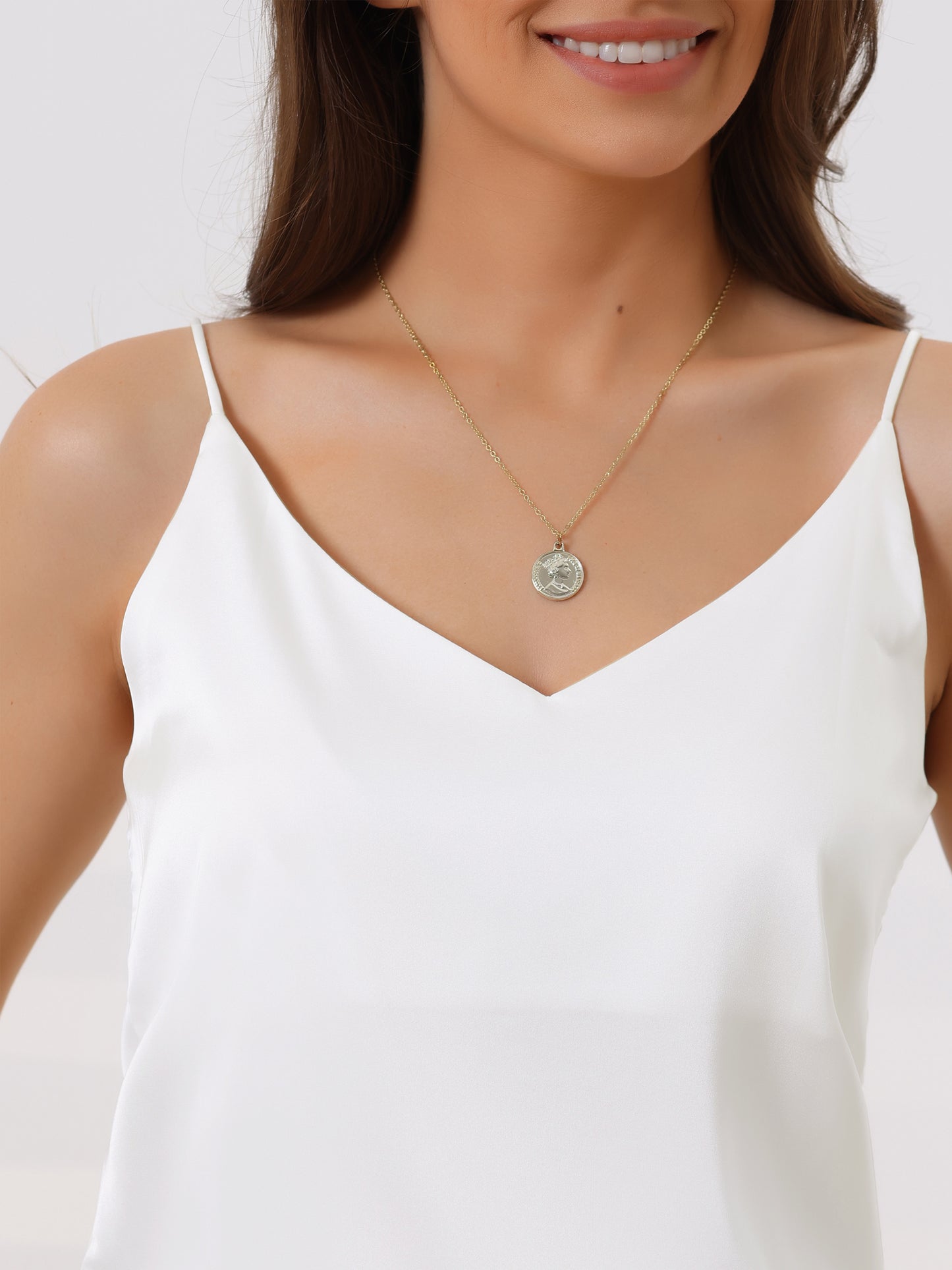 Women's Camisole Satin Cami Top Basic V Neck Spaghetti Strap Top Silky Camisole