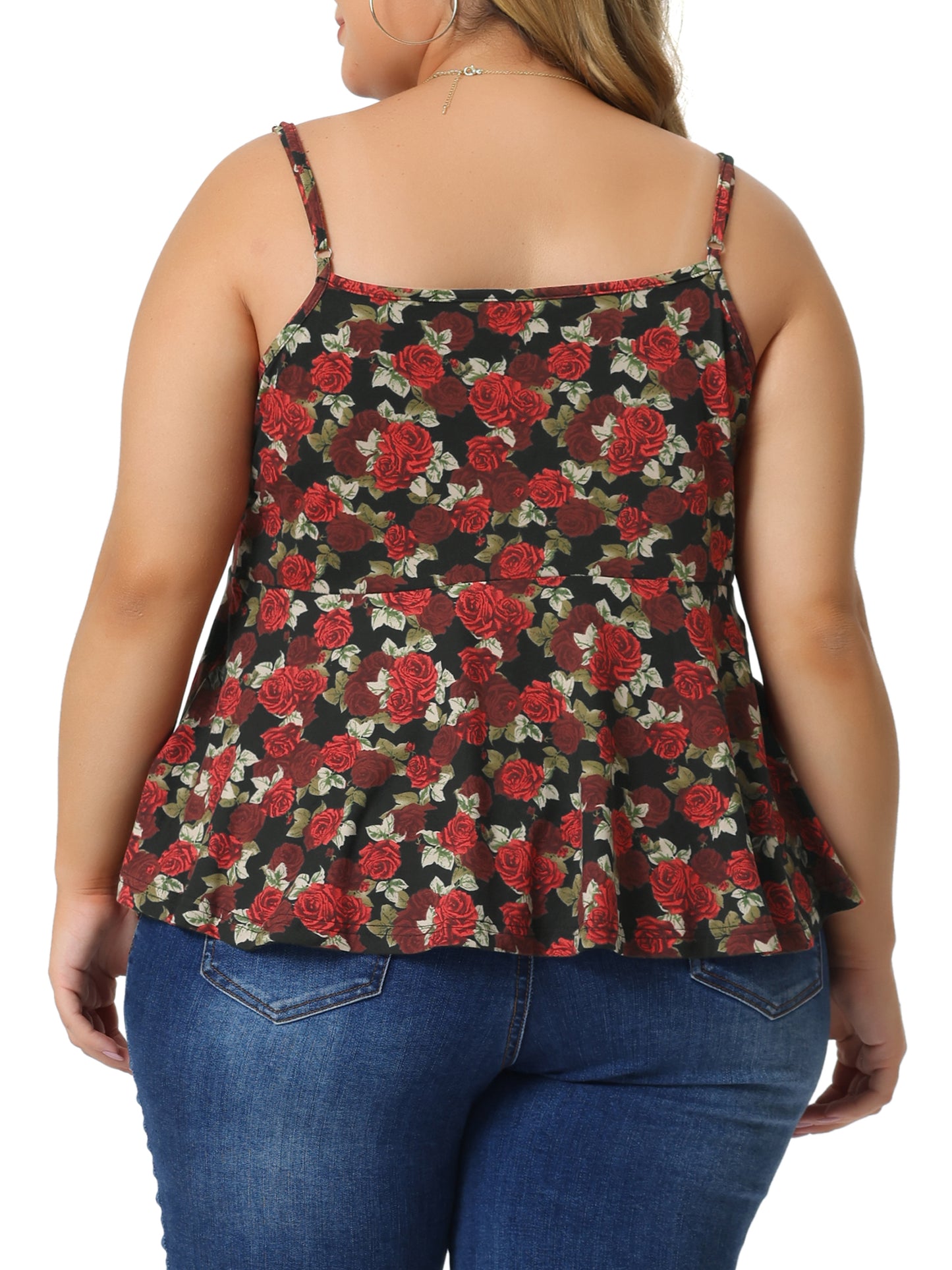 Women Plus Size Top Casual Cami Spaghetti Strap V Neck Sleeveless Camisole