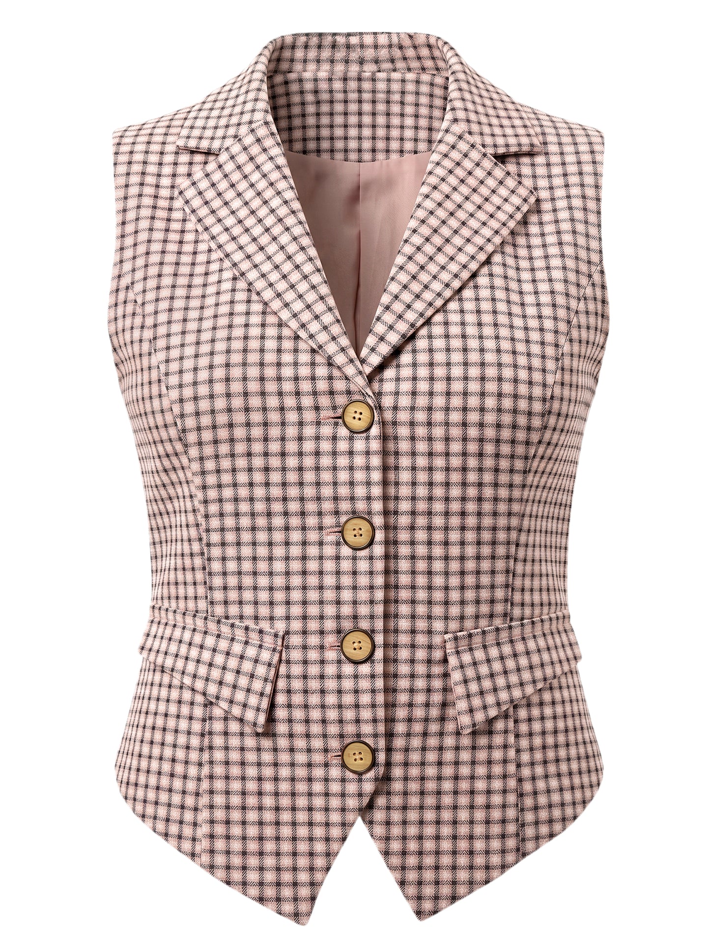 Women's Plaid Waistcoat Notched Lapel Collar Single Breasted Vintage Vest (Available in Plus Size)