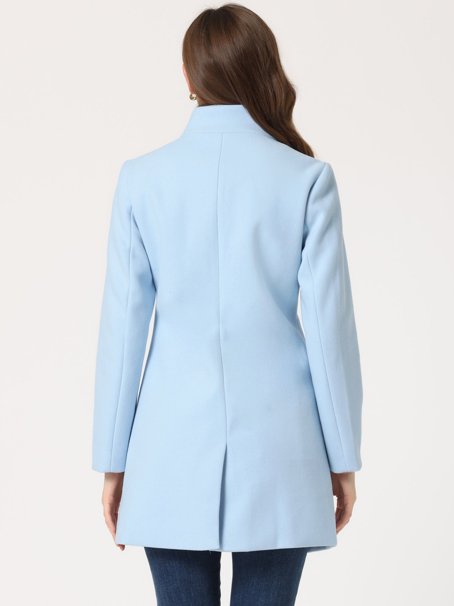 Women's Winter Overcoat Mid-Long Stand Collar Single Breasted Coat Outerwear, Light Colors
