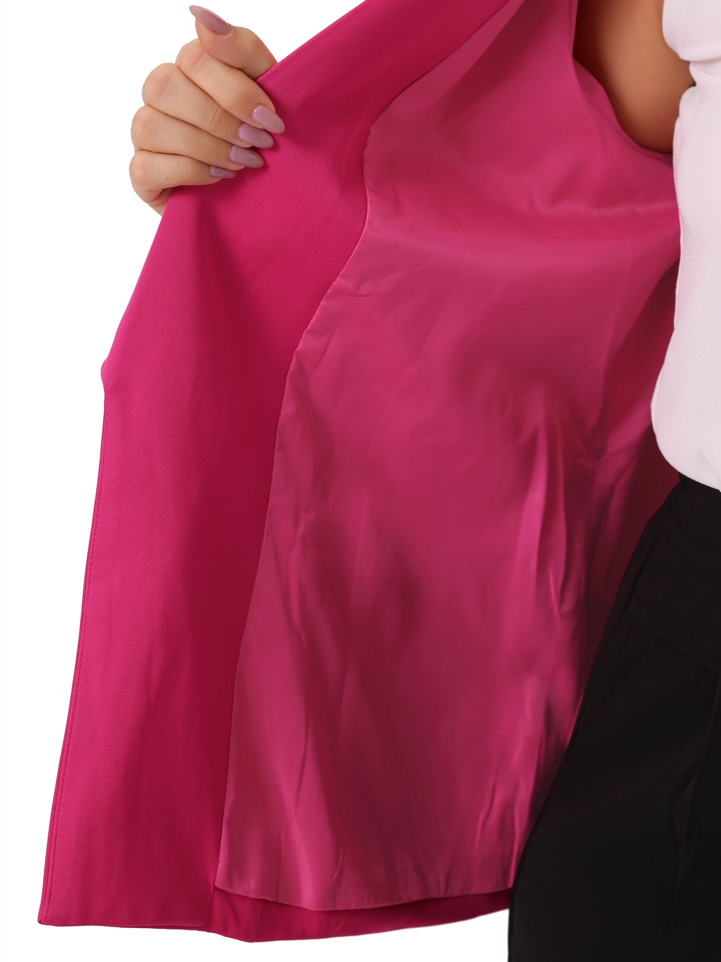 Women's Plus Size Shawl Collar Open Front 3/4 Ruched Sleeve Work Office Lightweight Blazer