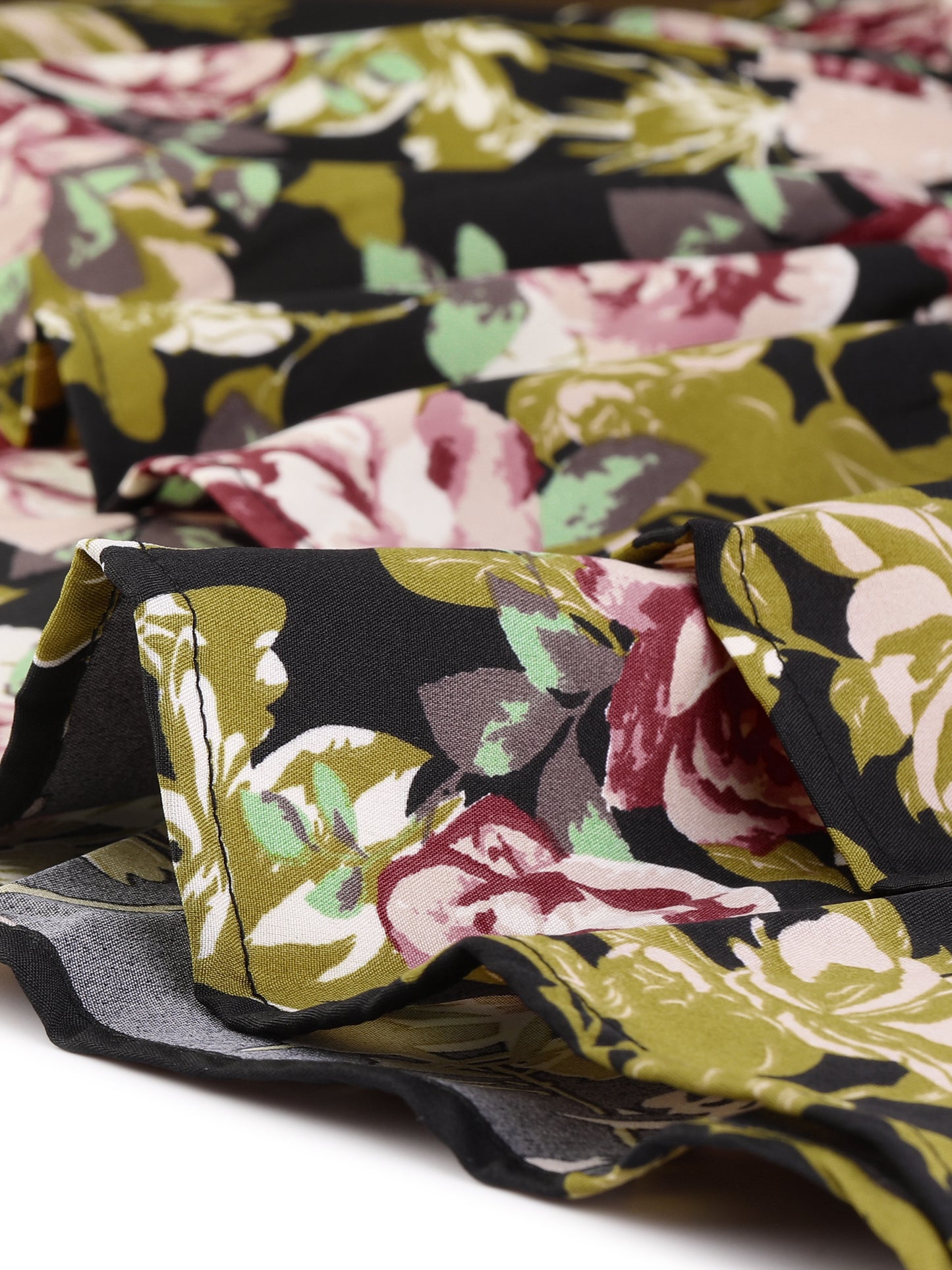 Falda midi holgada de gasa con volantes y estampado de verano para mujer