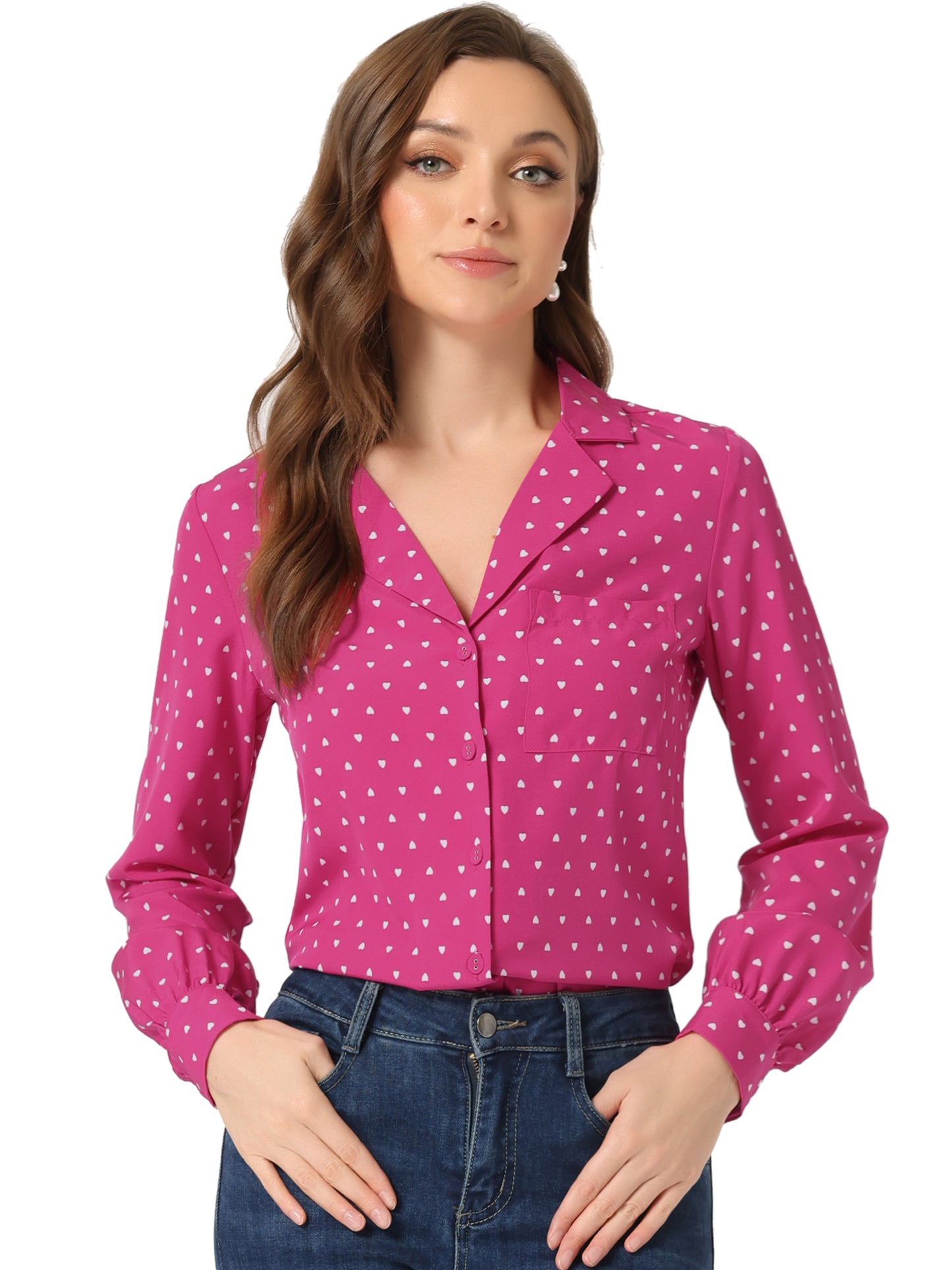 Women's Long Sleeve Printed Button Down Top (Available in Plus Size)