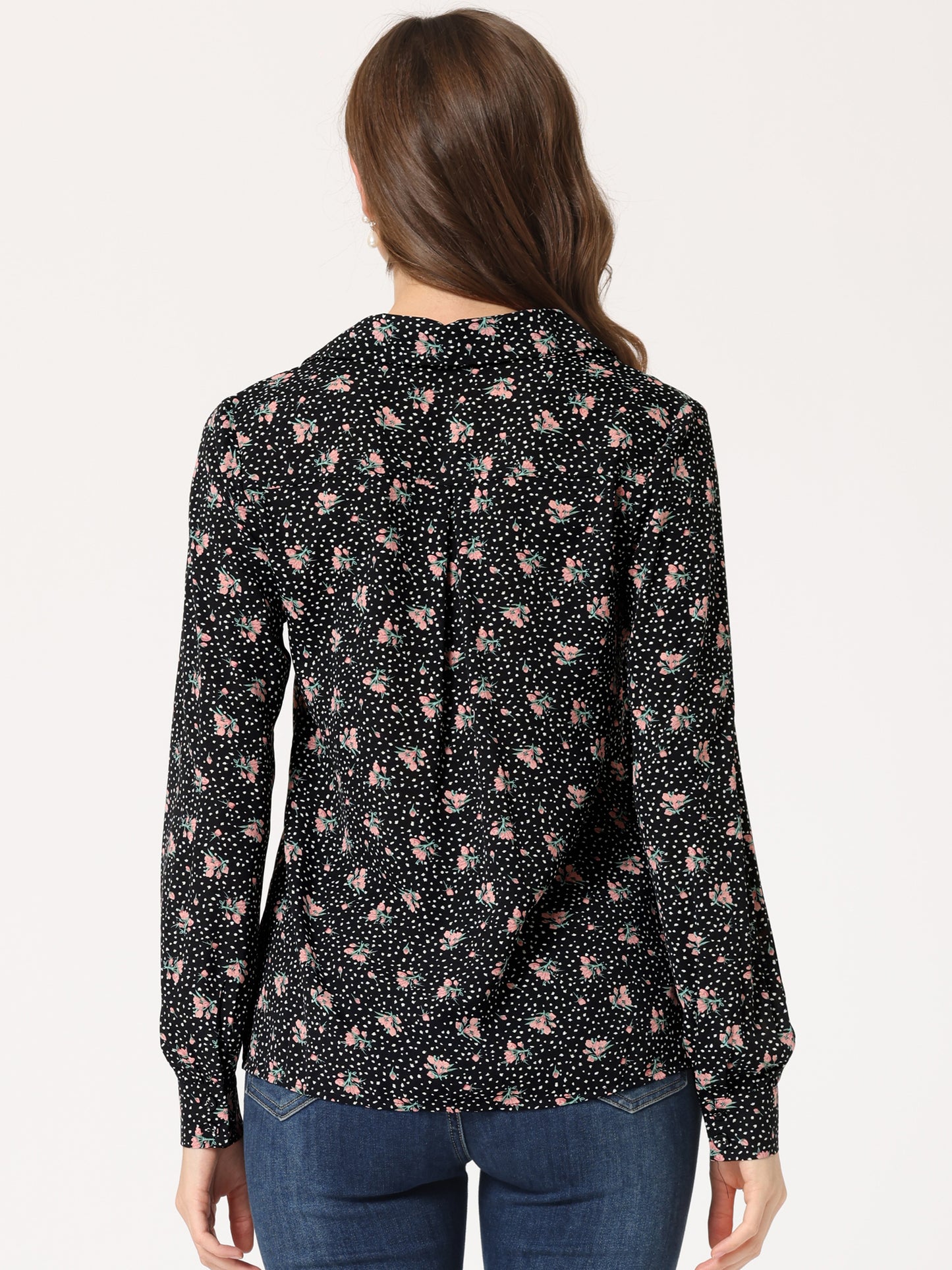 Women's Long Sleeve Printed Button Down Top (Available in Plus Size)