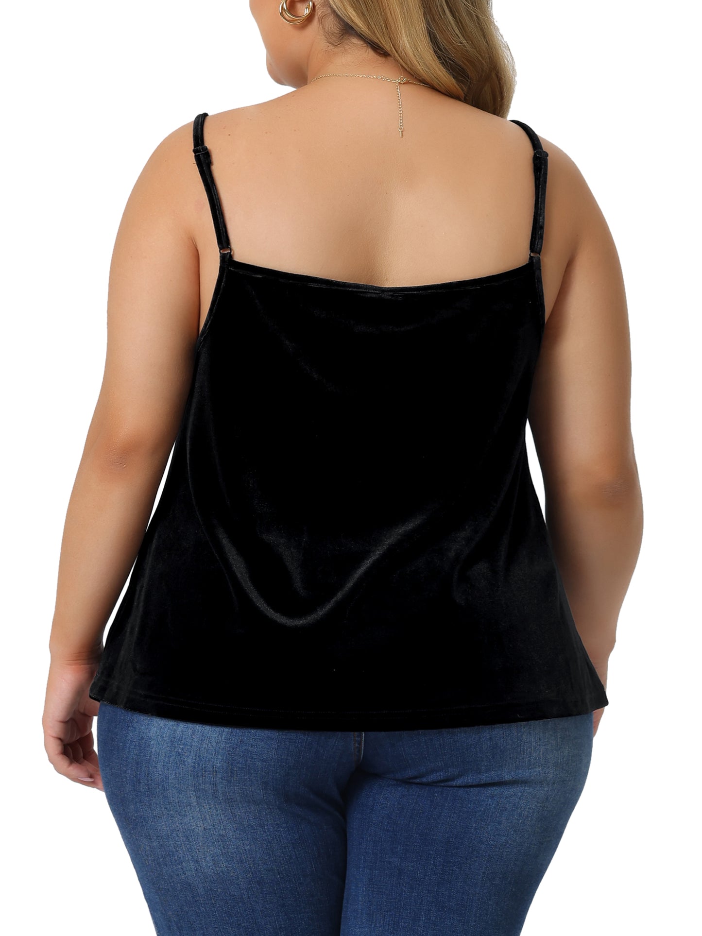 Camisola de terciopelo sexy de talla grande para mujer, camisola de encaje con escote en V profundo sin mangas, camiseta holgada sin mangas