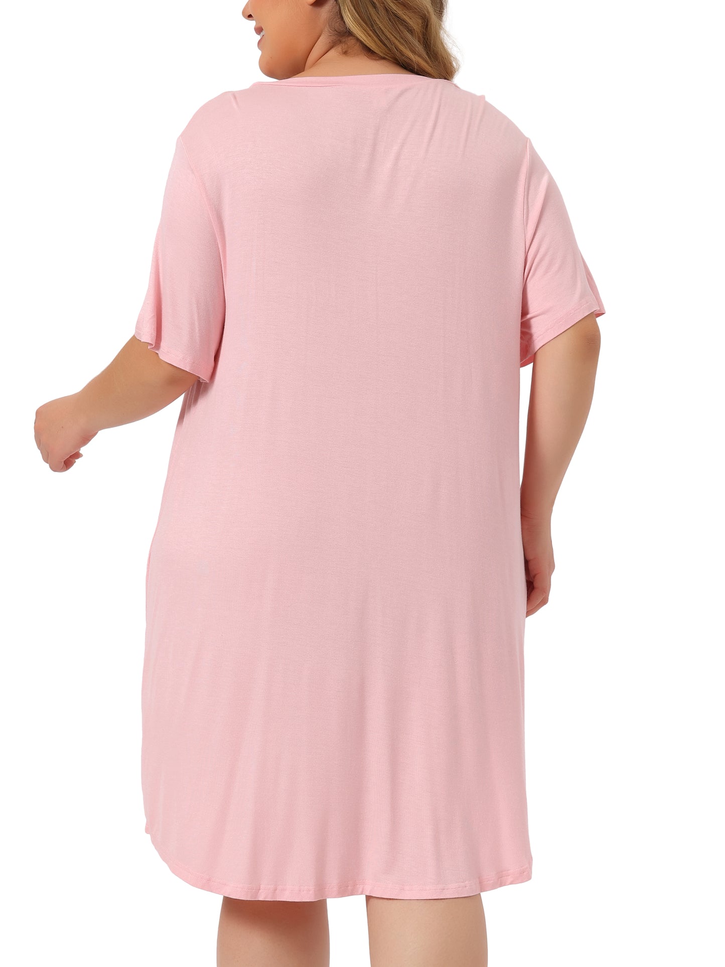 Women Plus Size Nightgown Short Sleeve Round Neck Pajama Nightshirt