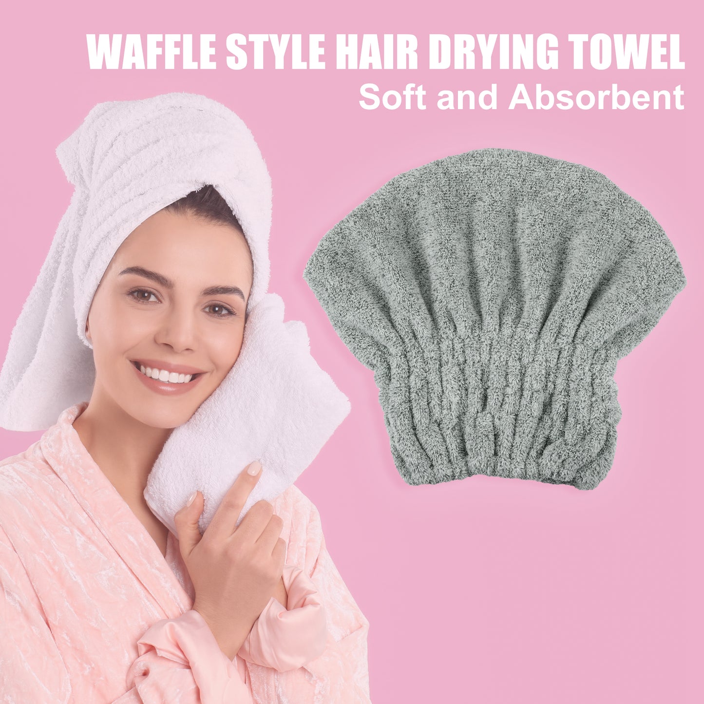 Charcoal Fiber Hair Drying Towel Strong Absorbent Lightweight Dry Cap Gray