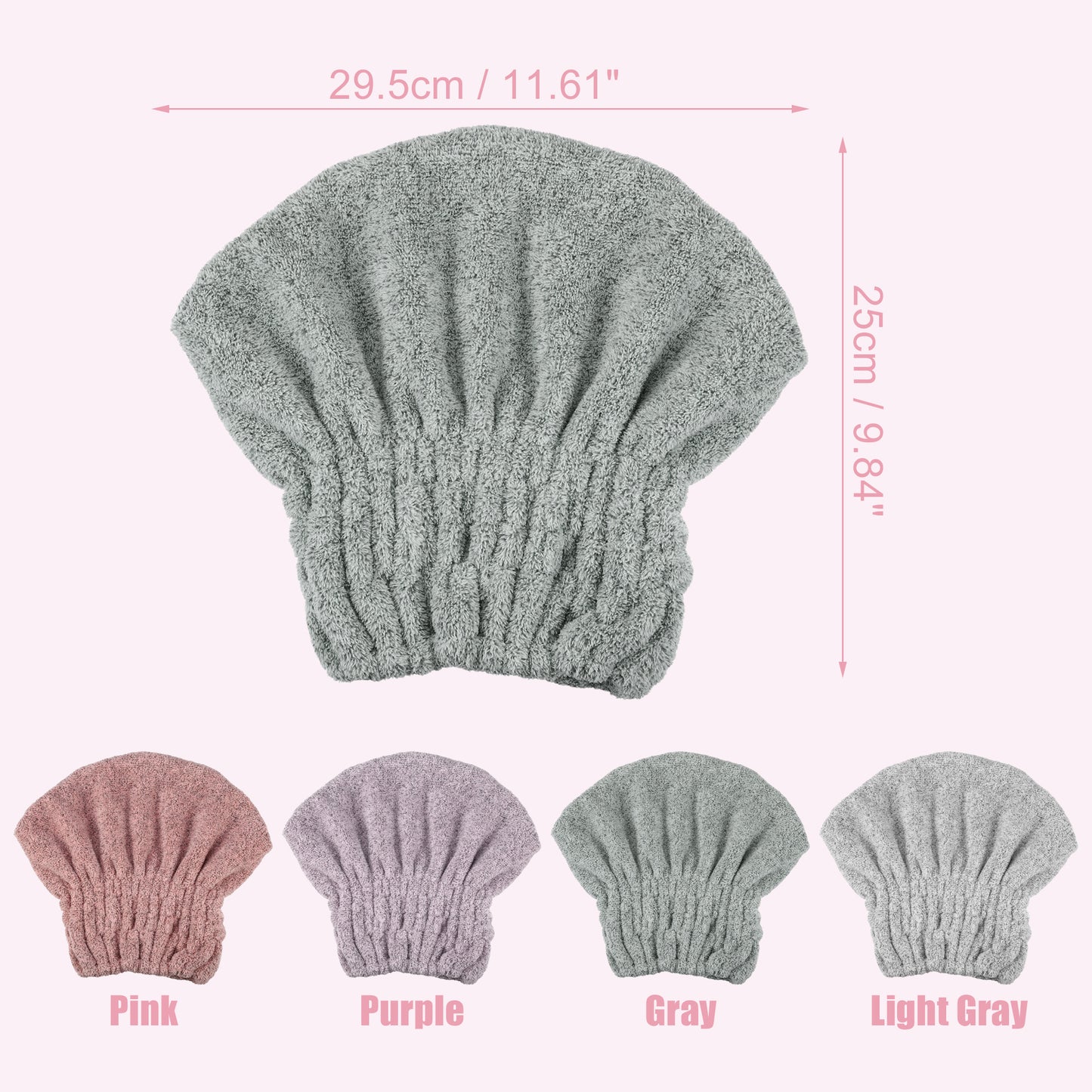 Charcoal Fiber Hair Drying Towel Strong Absorbent Lightweight Dry Cap Gray