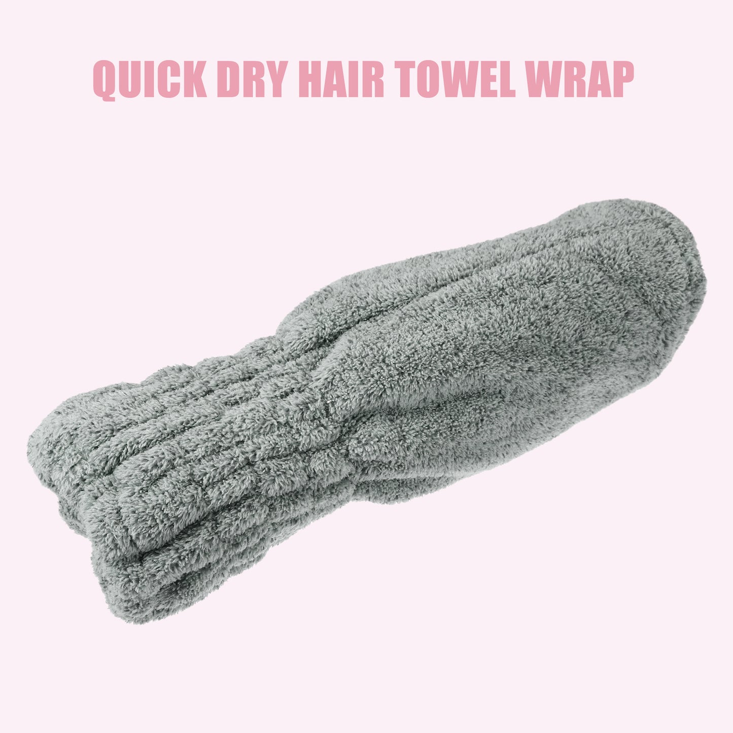 Charcoal Fiber Hair Drying Towel Strong Absorbent Lightweight Dry Cap Gray