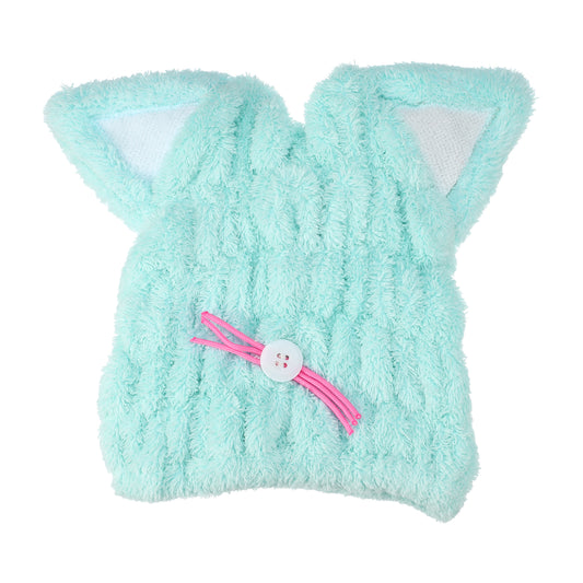 Cat Shape Cute Hair Drying Towel Dry Cap, Lightweight Strong Absorbent, Blue