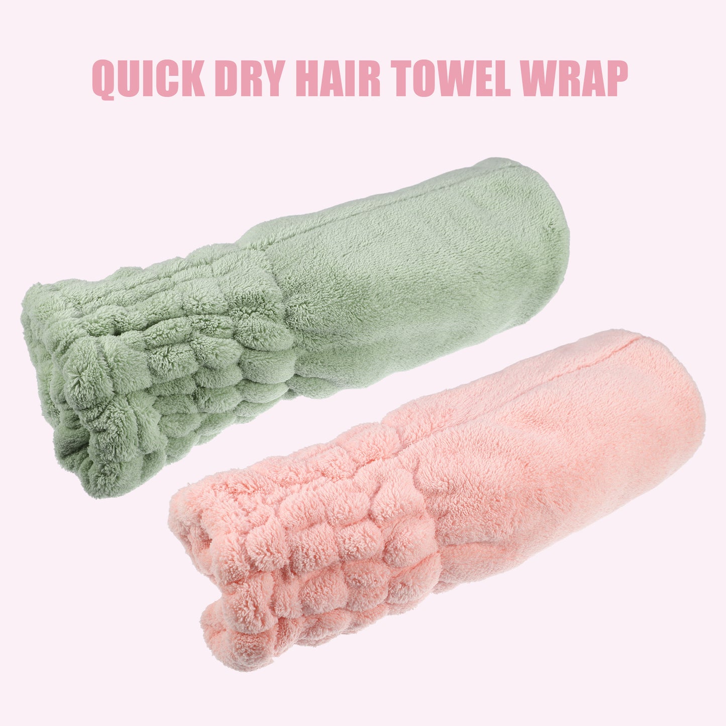 2 Pcs Hair Drying Towel Lightweight Strong Absorbent Towel Dry Cap Pink, Green