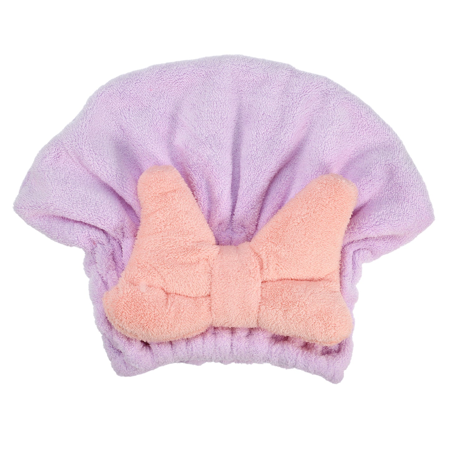 Coral Fleece Hair Drying Towel Big Bow Cute Quick Drying Cap Purple