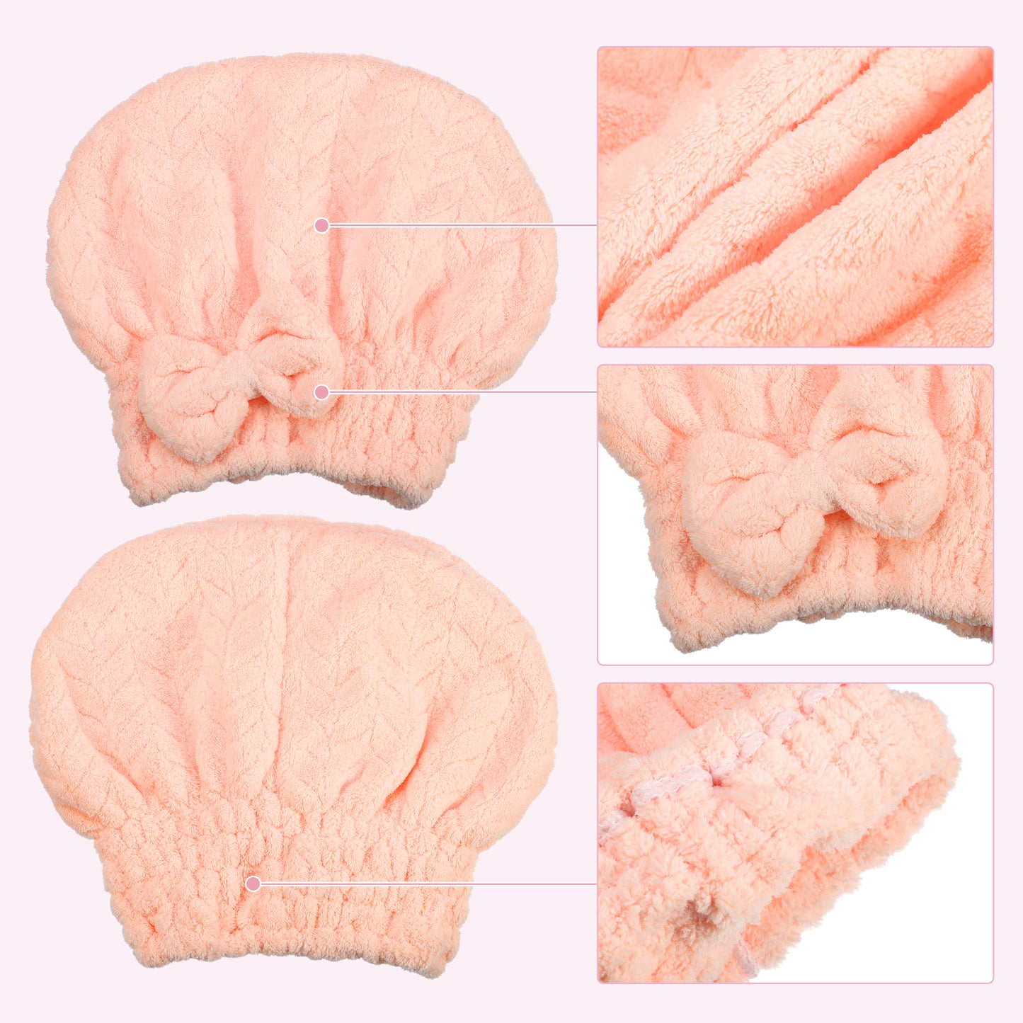 Diamond Shape Quick Drying Absorbent Hair Towel Dry Cap Pink