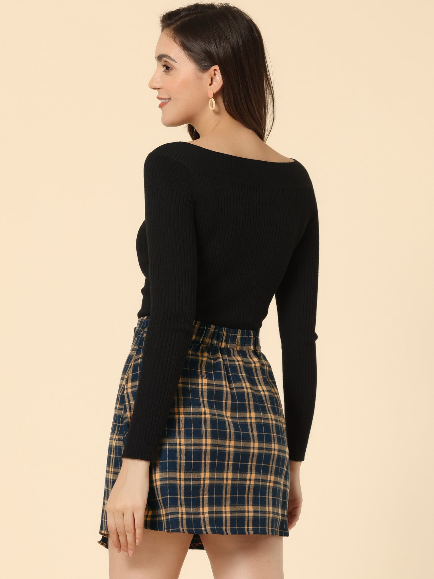 Falda a cuadros para mujer, cintura alta, estilo patinador, capas, corte A, faldas a cuadros