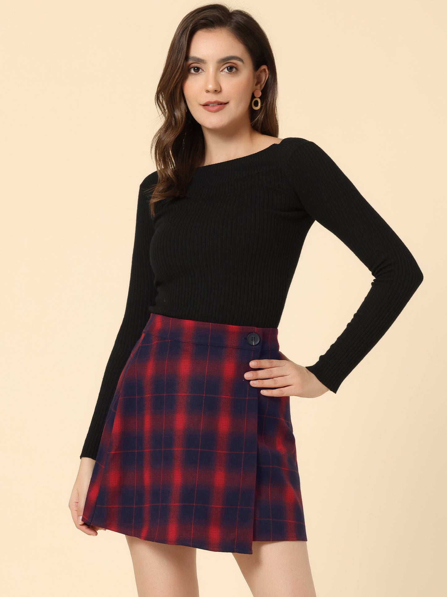 Falda a cuadros para mujer, cintura alta, estilo patinador, capas, corte A, faldas a cuadros