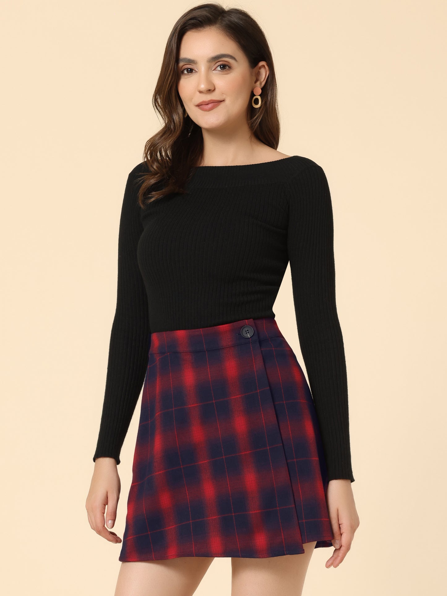 Falda a cuadros para mujer, cintura alta, estilo patinador, capas, corte A, faldas a cuadros