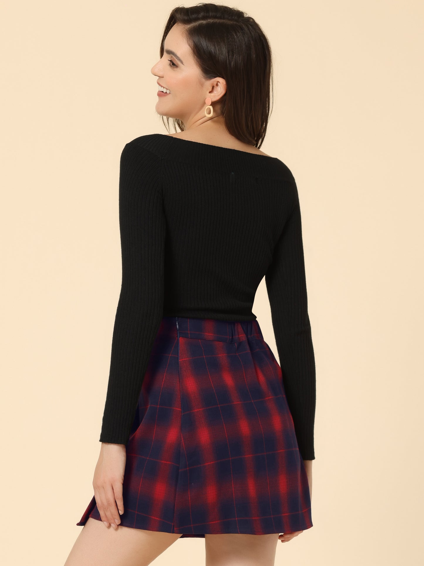 Falda a cuadros para mujer, cintura alta, estilo patinador, capas, corte A, faldas a cuadros