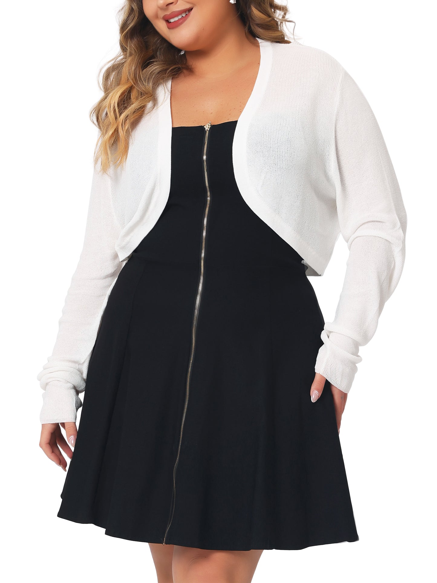 Women Plus Size Sweater Cardigan Long Sleeve Open Front Bolero Cropped Shrug Cardigans