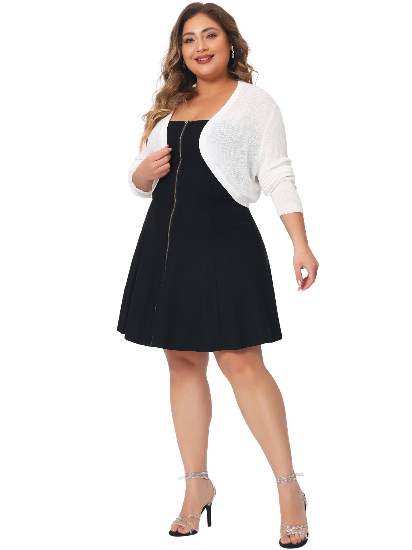 Women Plus Size Sweater Cardigan Long Sleeve Open Front Bolero Cropped Shrug Cardigans