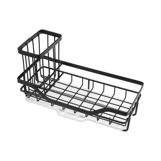 Stainless Steel Sink Caddy Organizer Brush Holder for Bathroom 8.31"x3.58"x2.36" Black