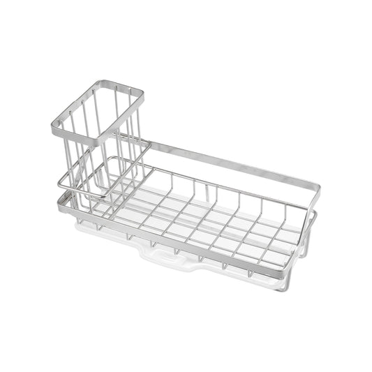 Stainless Steel Sink Caddy Organizer Brush Holder for Bathroom 8.27"x3.50"x2.52" Silver Tone