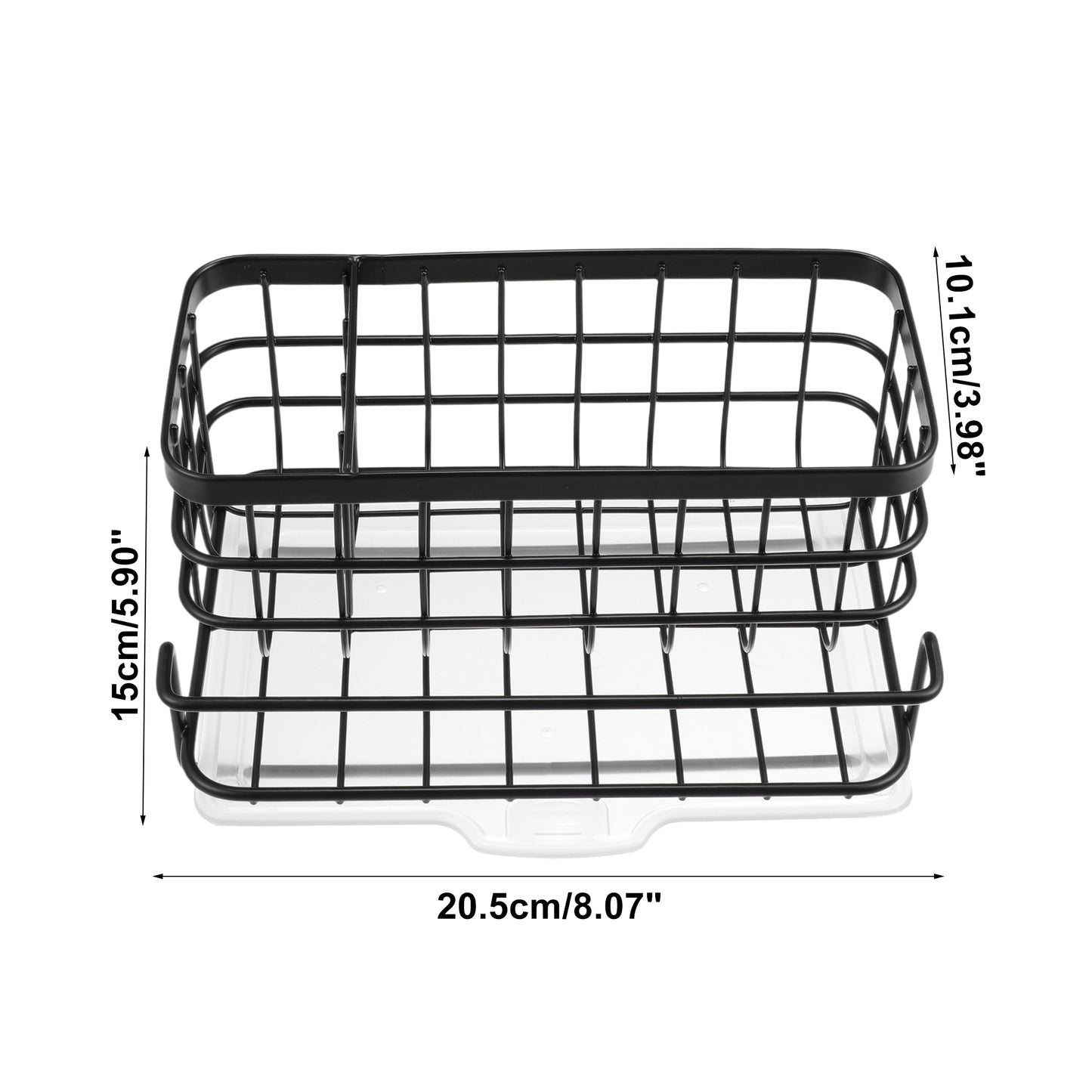Stainless Steel Sink Caddy Organizer Brush Holder for Bathroom, 8.07"x5.90"x3.98" Black