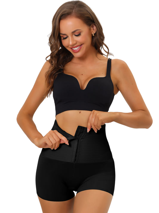 Shorty gainant taille haute pour femme avec fermeture à crochets