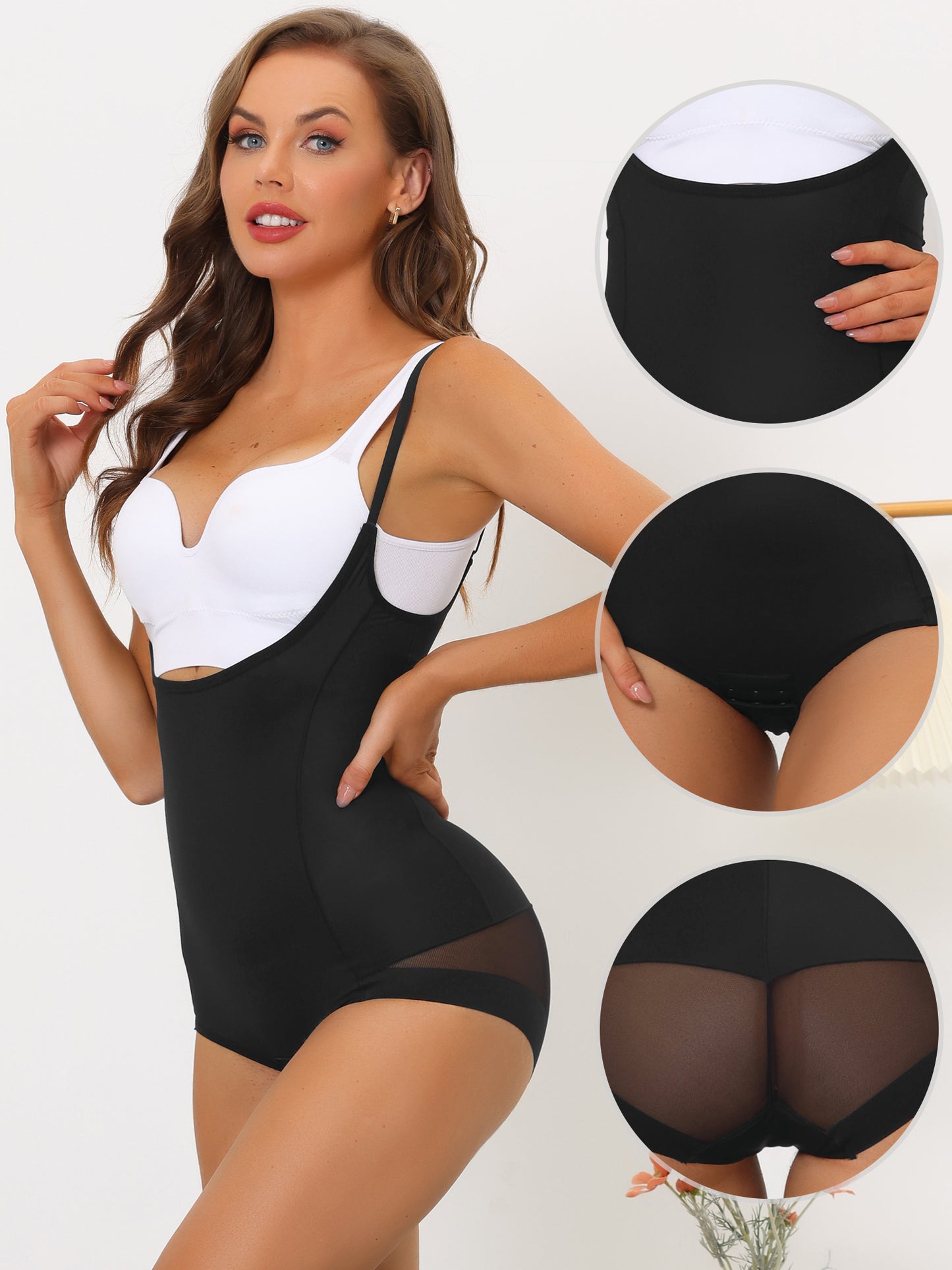 [PACK SALES] Women's 2 Pieces Mesh Full Shape Slimming Sculpting Adjustable Straps Bodysuit