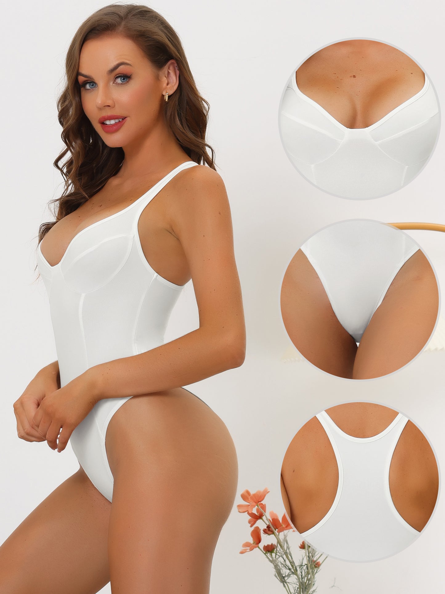 [PACK SALES] Women's 2 Pieces Deep V Neck Leotard Bodysuit Shapewear