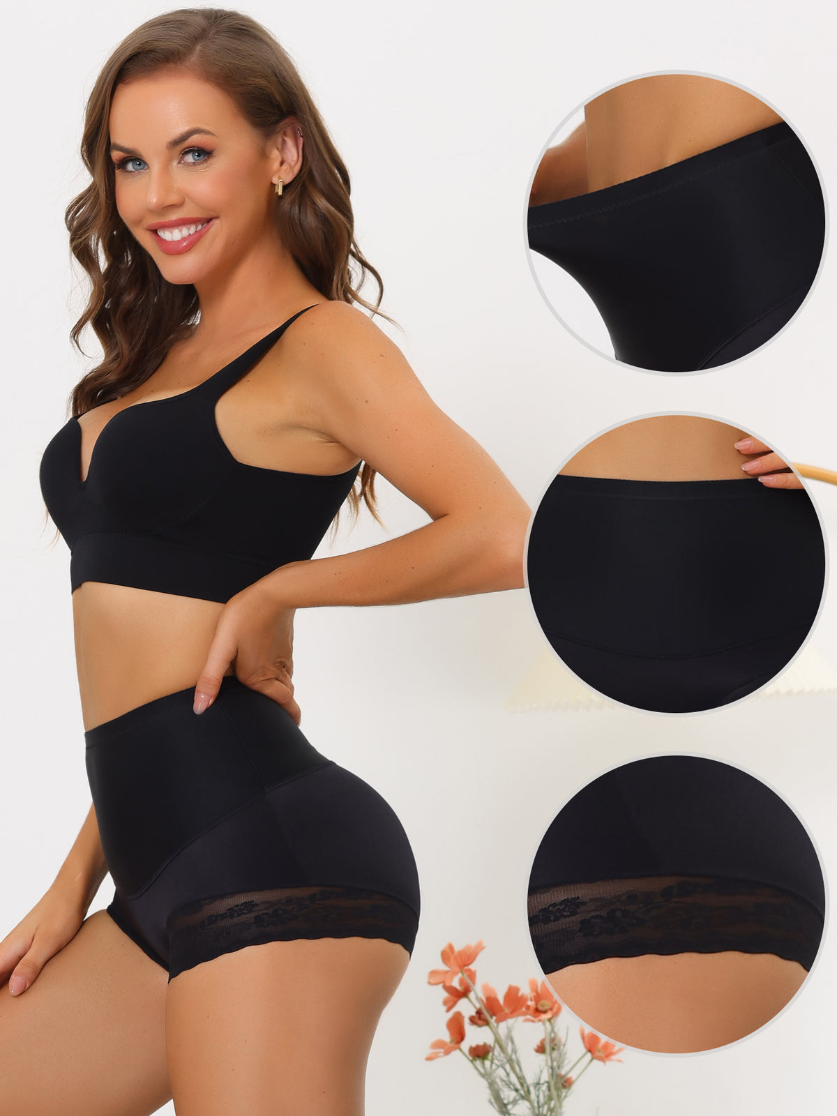 [PACK SALES] Women's 2 Pieces High Waisted Shapewear Butt Lifter Lace Panties Bodyshaper