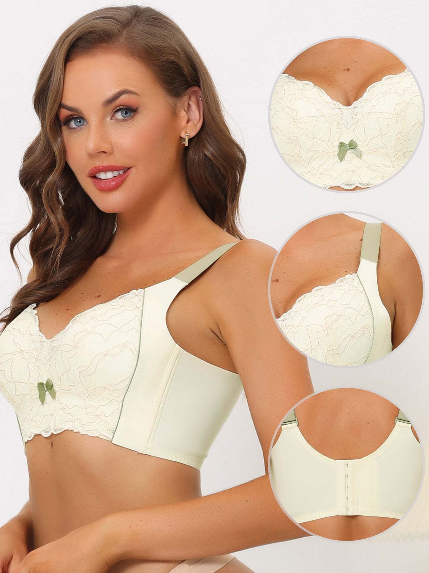 [PACK SALES] Women's 2 Pieces Full Coverage Bras Wide Straps High Back Padded Lace Push Up Bralette