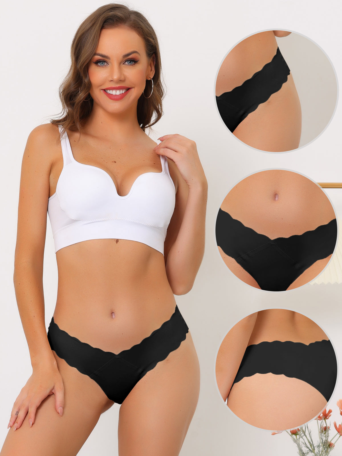 [PACK SALES] Women's 2 Pieces No-Show Hipster Unlined Underwear V-Shape Waist Stretch