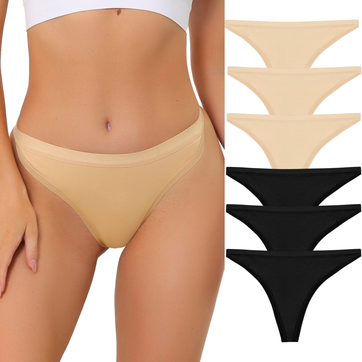 Women's Packs G-String Breathable Hi-Cut Thongs (Set of 6)
