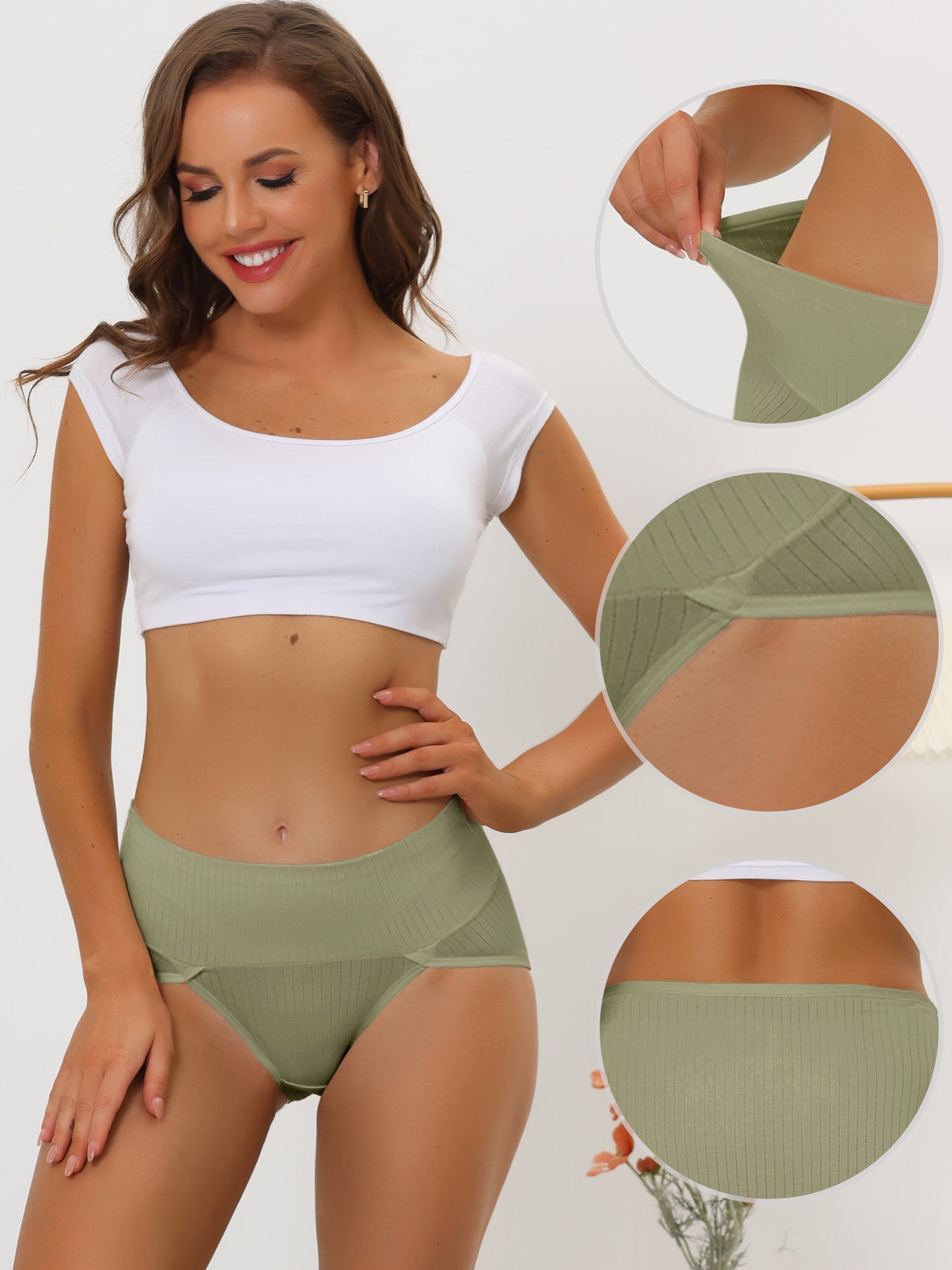 Culotte taille haute côtelée pour femme (disponible en grande taille)