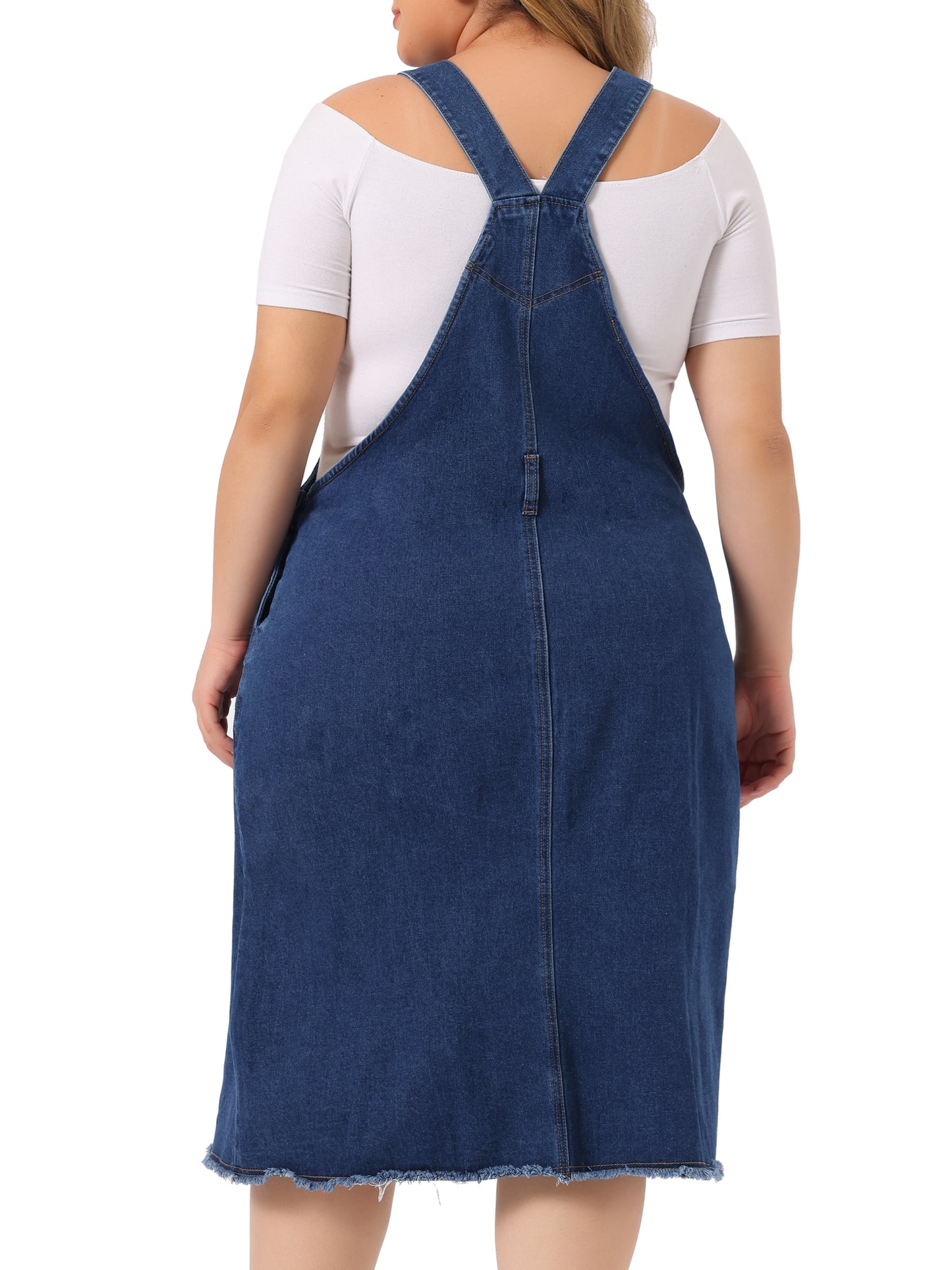 Women's Plus Size Overalls Dresses Jean Skirt Distressed Racerback Suspender Denim Overall Dress